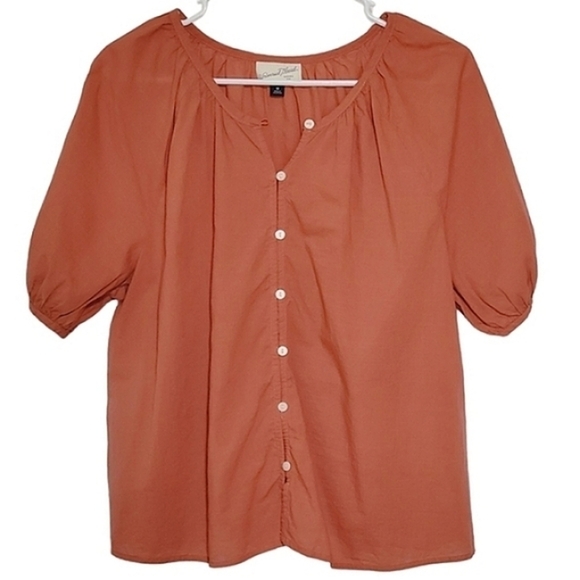 1274 * Universal Thread Button Down Blouse Rust Size M - Picture 1 of 8